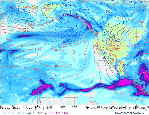 Precipitación acum. GFS jue 26.09.2024 06 UTC