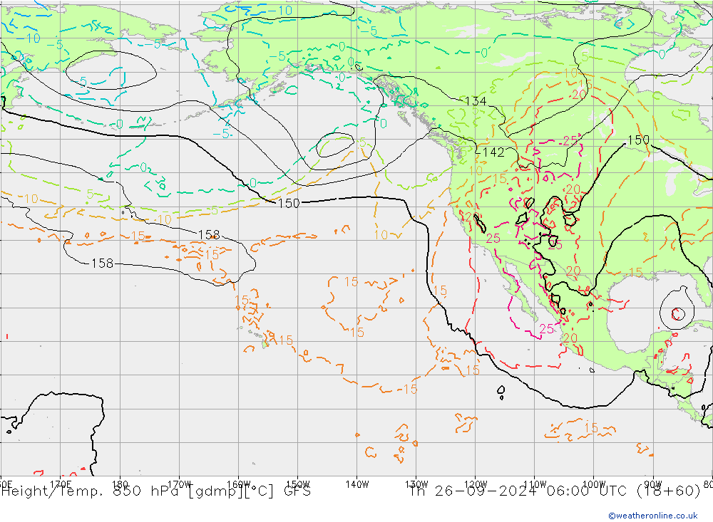 Z500/Rain (+SLP)/Z850 GFS Čt 26.09.2024 06 UTC