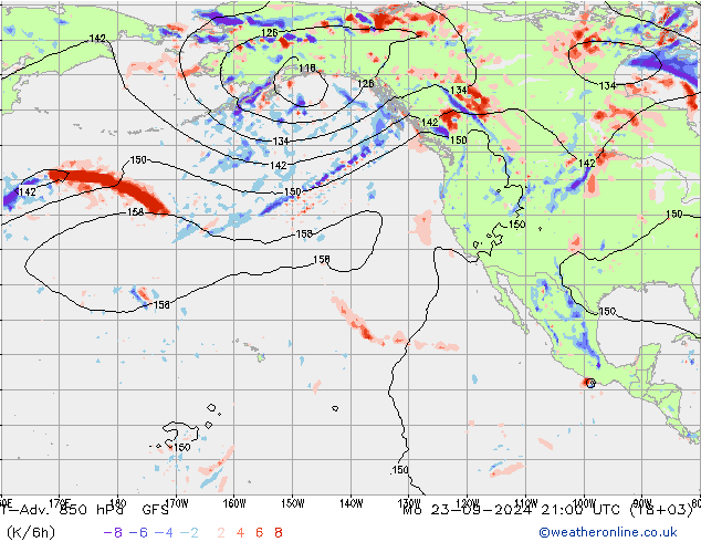 T-Adv. 850 hPa GFS Pzt 23.09.2024 21 UTC