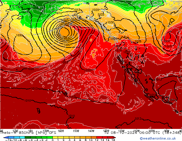 Theta-W 850hPa GFS mar 08.10.2024 06 UTC