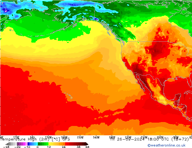 Max.temperatuur (2m) GFS do 26.09.2024 18 UTC