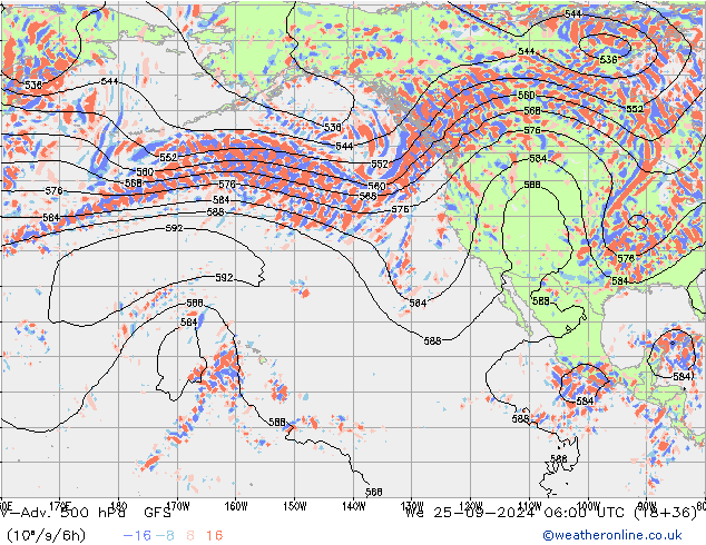 V-Adv. 500 hPa GFS śro. 25.09.2024 06 UTC