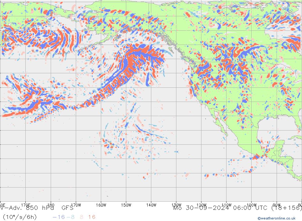 V-Adv. 850 гПа GFS пн 30.09.2024 06 UTC