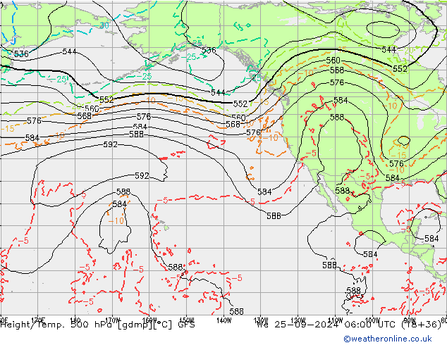 Géop./Temp. 500 hPa GFS mer 25.09.2024 06 UTC