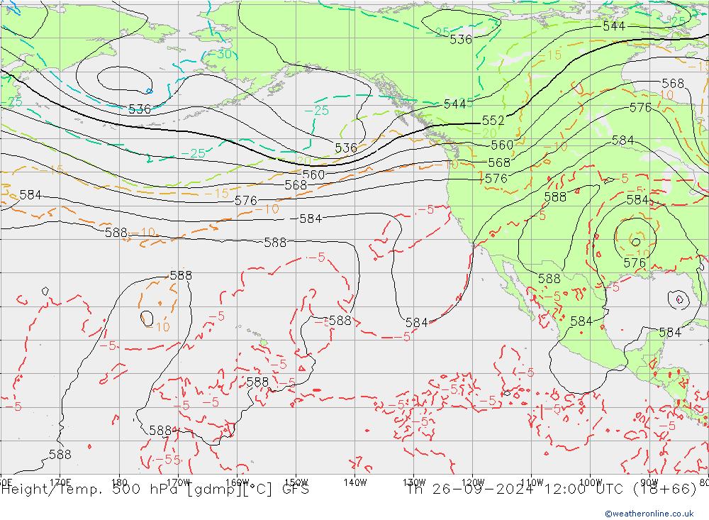 Height/Temp. 500 hPa GFS Th 26.09.2024 12 UTC