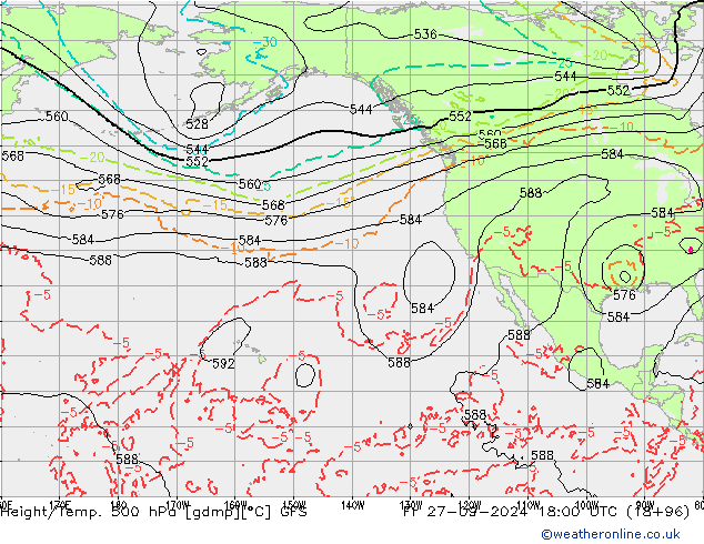 Z500/Rain (+SLP)/Z850 GFS Fr 27.09.2024 18 UTC