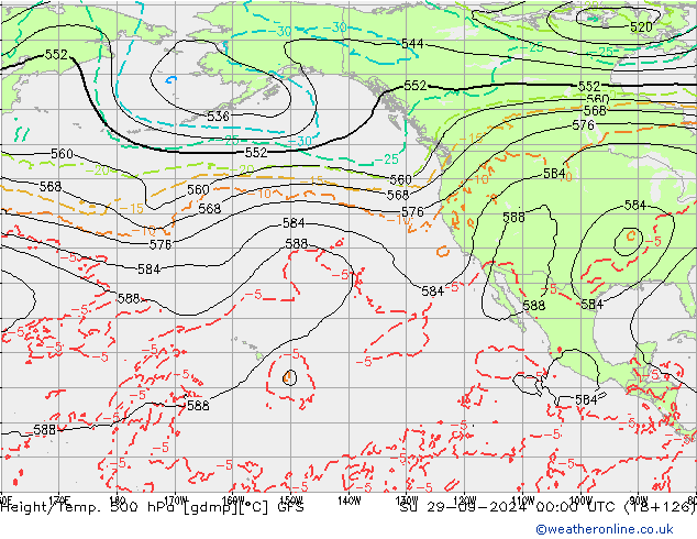 Height/Temp. 500 hPa GFS  29.09.2024 00 UTC