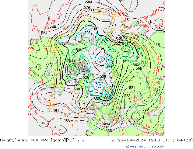 Height/Temp. 500 hPa GFS  29.09.2024 12 UTC