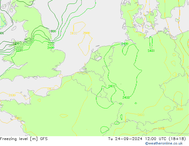 Freezing level GFS wto. 24.09.2024 12 UTC