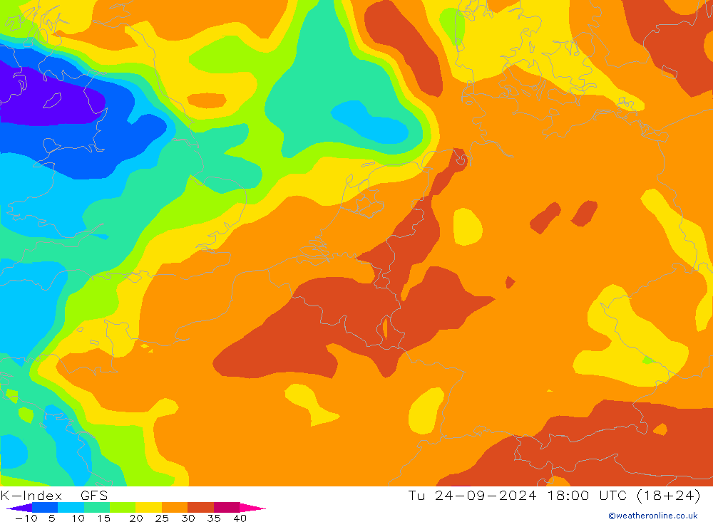 K-Index GFS Tu 24.09.2024 18 UTC