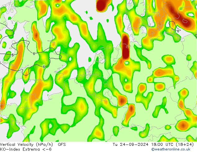 Convection-Index GFS wto. 24.09.2024 18 UTC