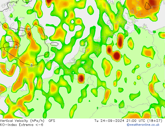 Convection-Index GFS Tu 24.09.2024 21 UTC