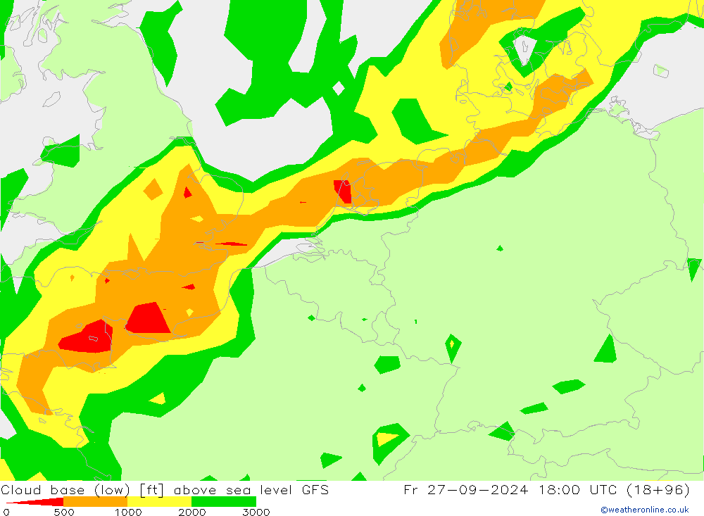 Cloud base (low) GFS Sex 27.09.2024 18 UTC