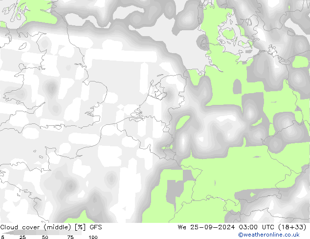 Bulutlar (orta) GFS Çar 25.09.2024 03 UTC