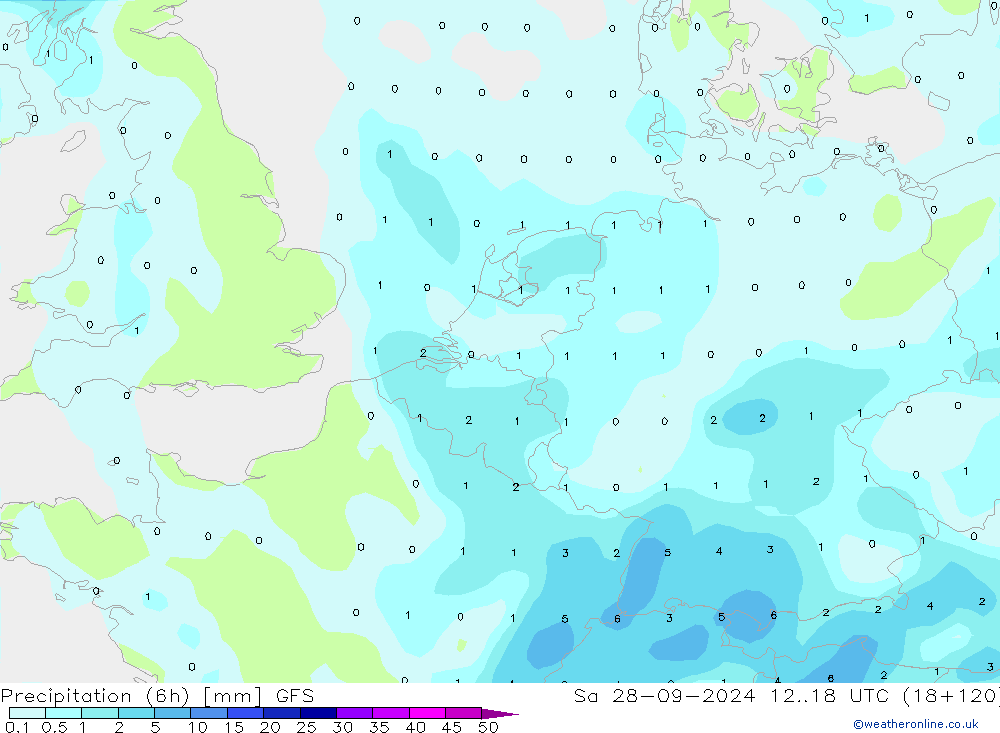 Prec 6h/Wind 10m/950 GFS Sa 28.09.2024 18 UTC