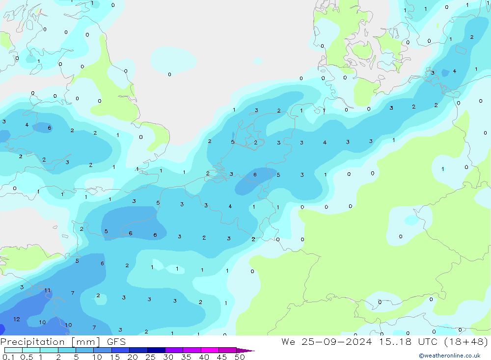 Niederschlag GFS Mi 25.09.2024 18 UTC