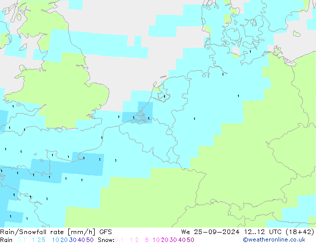 Rain/Snowfall rate GFS St 25.09.2024 12 UTC