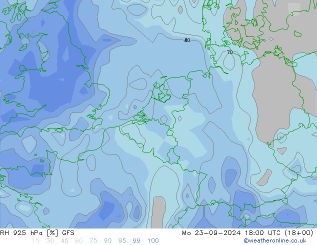 925 hPa Nispi Nem GFS Pzt 23.09.2024 18 UTC