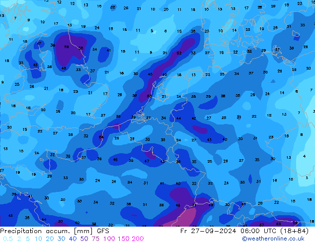 Precipitation accum. GFS Sex 27.09.2024 06 UTC