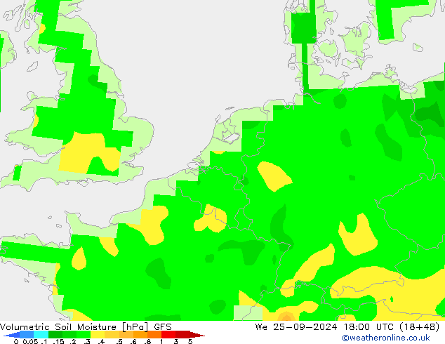 Volumetric Soil Moisture GFS mer 25.09.2024 18 UTC