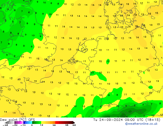 punkt rosy GFS wto. 24.09.2024 09 UTC