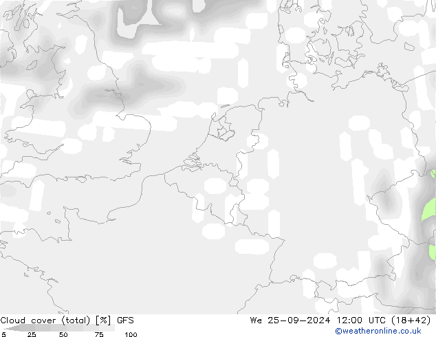 облака (сумма) GFS ср 25.09.2024 12 UTC