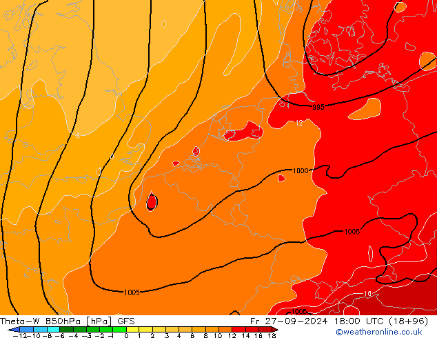 Theta-W 850hPa GFS pt. 27.09.2024 18 UTC