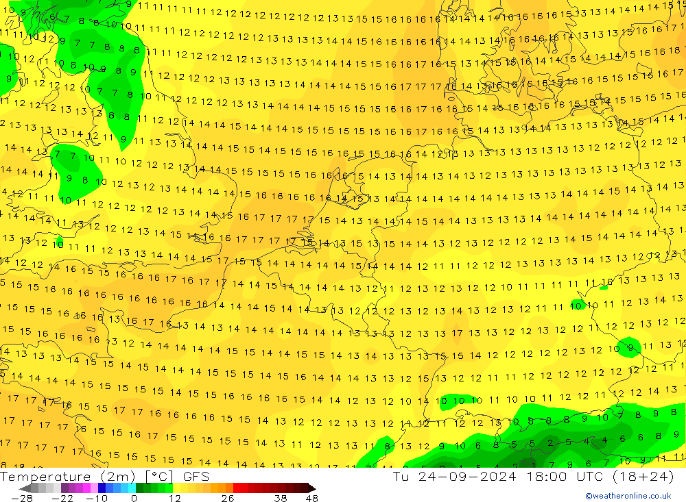 Temperatura (2m) GFS septiembre 2024