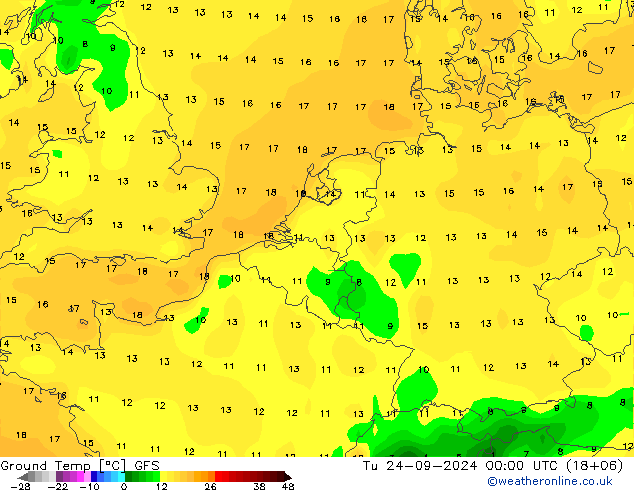 Ground Temp GFS Tu 24.09.2024 00 UTC