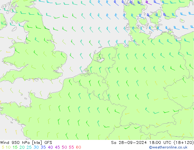 Prec 6h/Wind 10m/950 GFS Sáb 28.09.2024 18 UTC