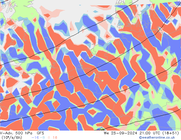 V-Adv. 500 hPa GFS mer 25.09.2024 21 UTC