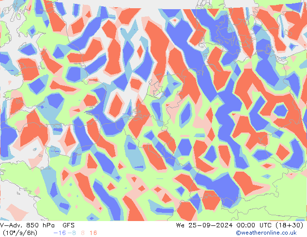 V-Adv. 850 hPa GFS mié 25.09.2024 00 UTC