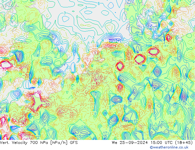 Vert. Velocity 700 hPa GFS śro. 25.09.2024 15 UTC