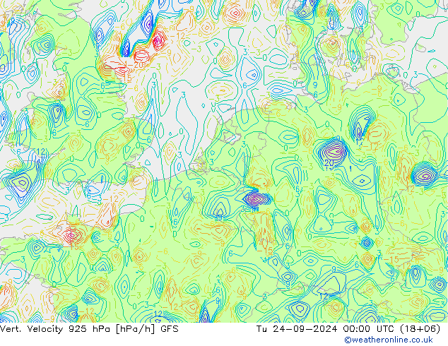 Vert. Velocity 925 гПа GFS вт 24.09.2024 00 UTC