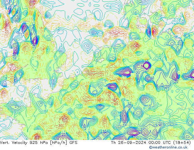 Vert. Velocity 925 hPa GFS Qui 26.09.2024 00 UTC