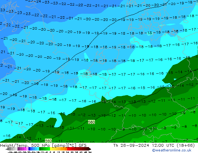 Z500/Rain (+SLP)/Z850 GFS  26.09.2024 12 UTC