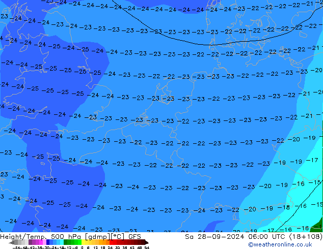 Z500/Rain (+SLP)/Z850 GFS Sa 28.09.2024 06 UTC