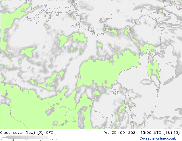 Bulutlar (düşük) GFS Çar 25.09.2024 15 UTC