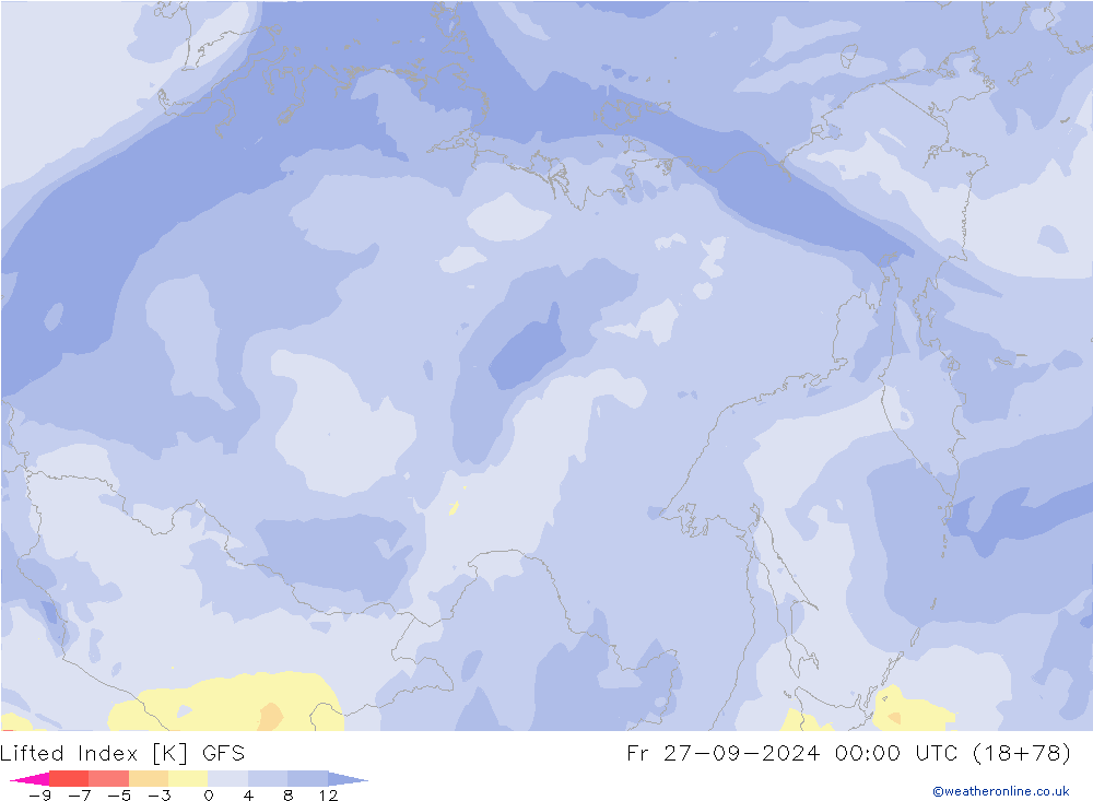 Lifted Index GFS  27.09.2024 00 UTC