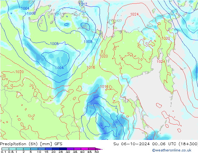 opad (6h) GFS nie. 06.10.2024 06 UTC