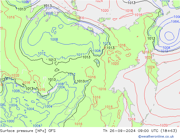 ciśnienie GFS czw. 26.09.2024 09 UTC