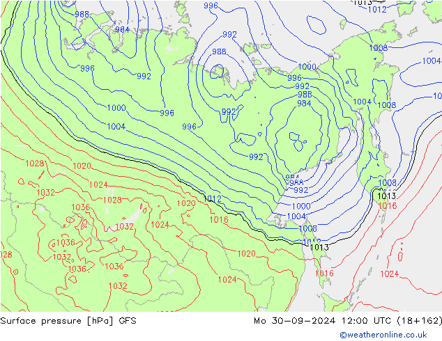 Pressione al suolo GFS lun 30.09.2024 12 UTC