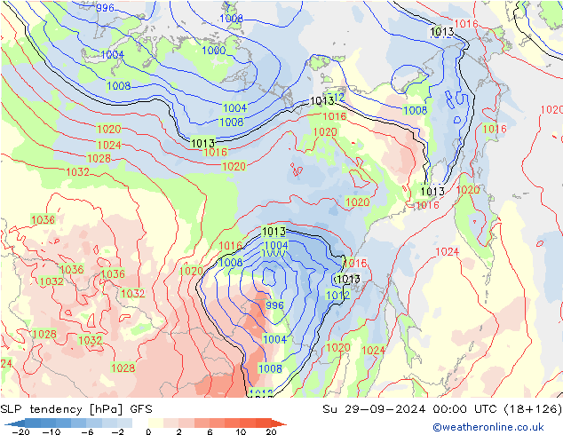 SLP tendency GFS Su 29.09.2024 00 UTC