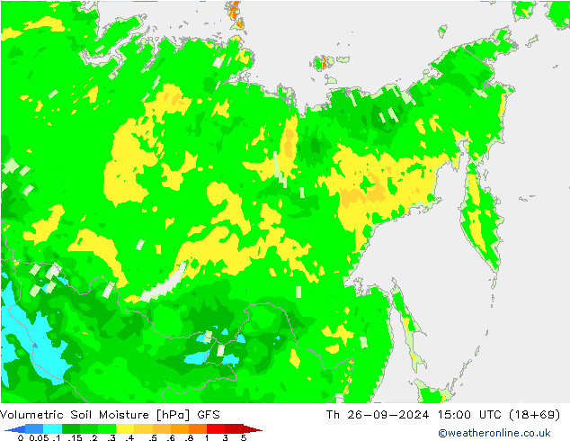 Volumetric Soil Moisture GFS czw. 26.09.2024 15 UTC