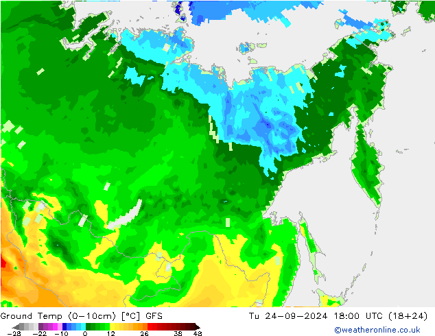 Temp. 10cm GFS di 24.09.2024 18 UTC