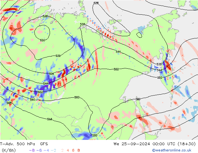 T-Adv. 500 hPa GFS We 25.09.2024 00 UTC