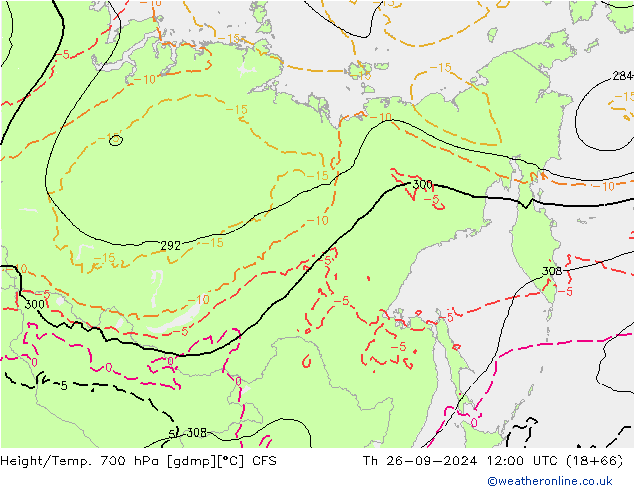 Height/Temp. 700 hPa GFS Th 26.09.2024 12 UTC