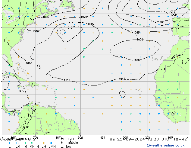 Cloud layer GFS mer 25.09.2024 12 UTC