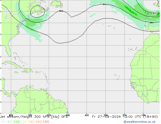 Jet stream/Height 300 hPa GFS Fr 27.09.2024 12 UTC