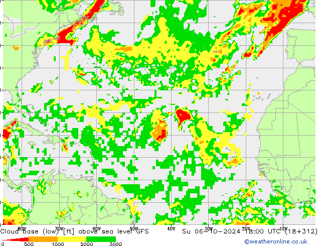 Cloud base (low) GFS Вс 06.10.2024 18 UTC